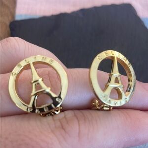 Celine Gold Paris Eiffel Tower Earrings